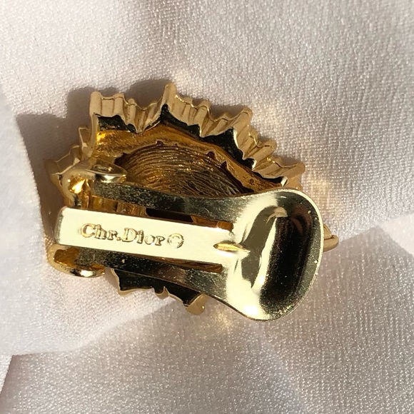 Vintage Christian Dior Pear Tear Drop Crystal Gripoix Glass Clip On Earrings - Picture 6 of 8